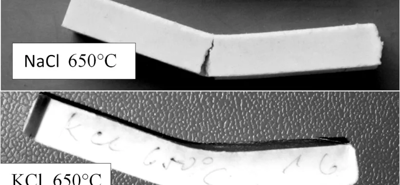 Figure 4: Plastic deformation of salt samples