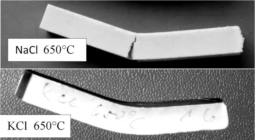 Figure 4: Plastic deformation of salt samples