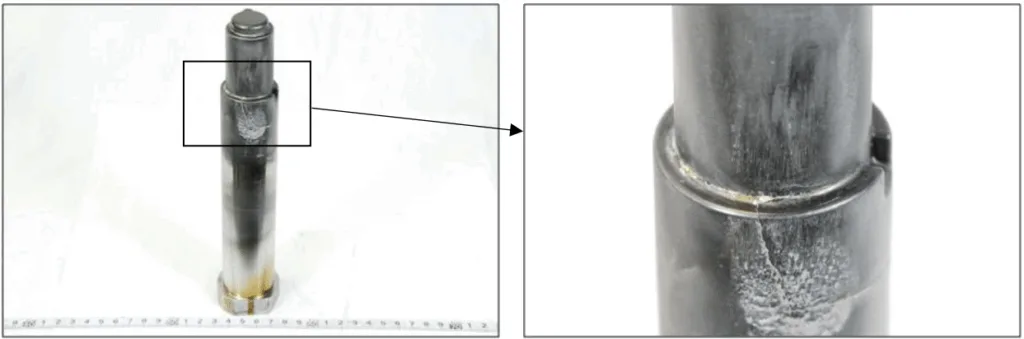 Figure 10 An example of core pin and failed area.