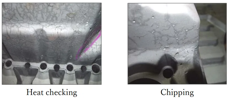 Figure 9 Examples of heat checking and chipping. 