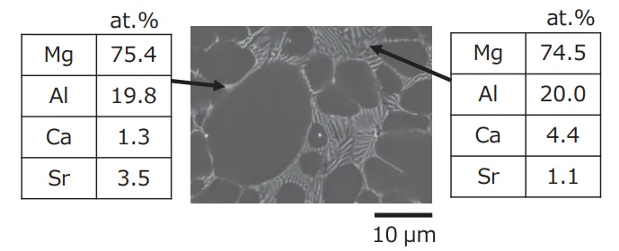 Fig. 3. FE-SEM-based EDX analysis of AJX931 die casting