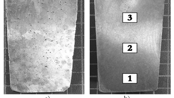 Fig. 2 Macrostructure of AlSi10.5Cu1.2Mn0.8Ni1.2Pb0.5 alloy a) sand mold b) metal mold