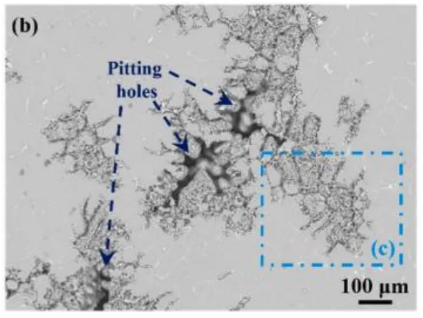 Figure 4 - Pitting corrosion near iron-rich intermetallics. Adapted from [36].