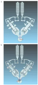 Fig. 1. Photograph of the project under analysis. View: a) from the fixed half; b) from the mobile half