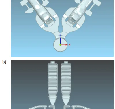 Fig. 1. Photograph of the project under analysis. View: a) from the fixed half; b) from the mobile half
