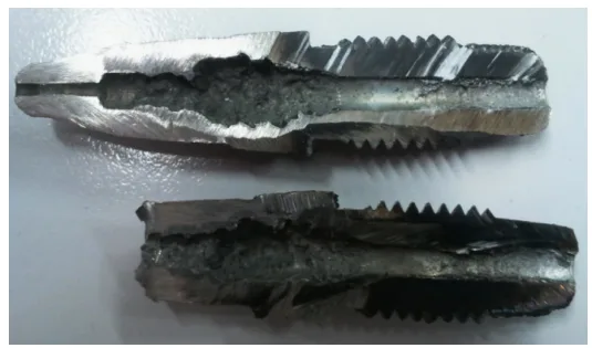 Figure 4. Sample 1 - Wear sustained by injection nozzles
(original design) after 11 days of use, at an injection rate of
500 injections per hour. 