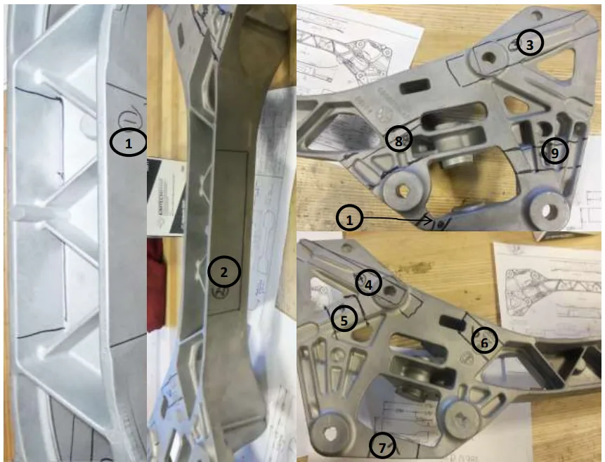 Figure 2 - Locations of samples sectioned for tensile tests and microstructure analyses