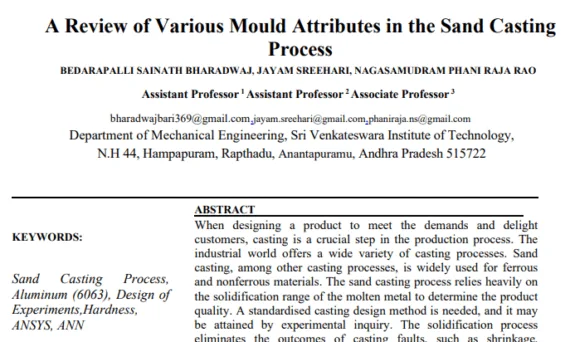 A Review of Various Mould Attributes in the Sand Casting Process