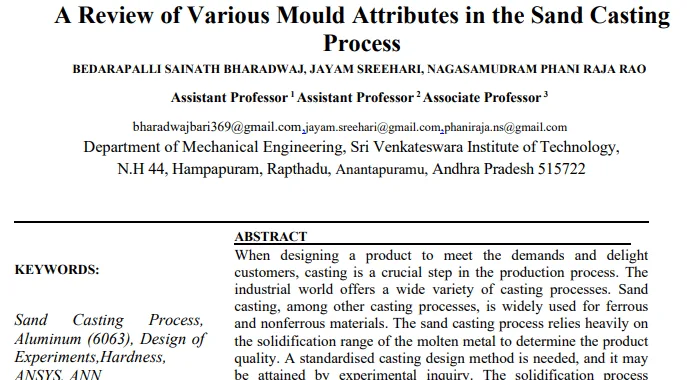 A Review of Various Mould Attributes in the Sand Casting Process