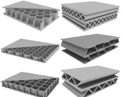 Fig. 1. Periodic cellular metal sandwich structures