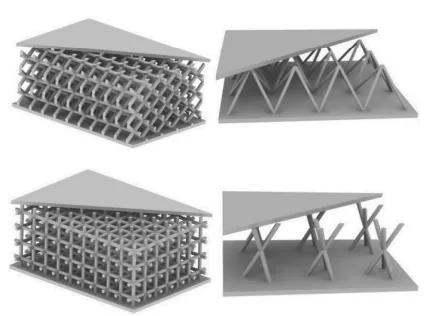 Fig. 2. Sandwich type periodic lattice cellular metals 
