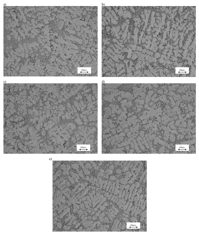 Fig. 9. AlSi11 alloy structure: a – node; b – near node cross-section; c – cross-section between the nodes; 4 – cross-section of closing wall; 5 – outside surface of closing wall 