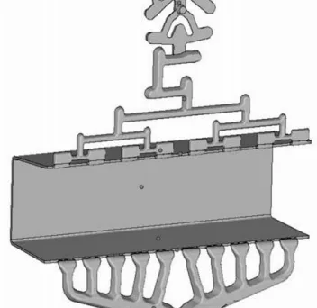 Fig. 1 The multi-gated die, producing a ‘U’ shaped profile used in this study. Thickness of U-profile: ~2 mm, Length: ~300 mm, Width:~90 mm, Height: ~75 mm. Total casting: ~1300 g