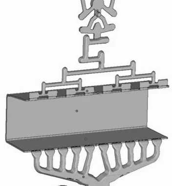 Fig. 1 The multi-gated die, producing a ‘U’ shaped profile used in this study. Thickness of U-profile: ~2 mm, Length: ~300 mm, Width:~90 mm, Height: ~75 mm. Total casting: ~1300 g