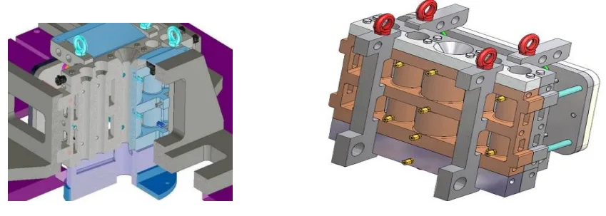 Figure 1. Designed permanent mold with downsprue and runner for (a) low pressure die casting
and (b) gravity casting