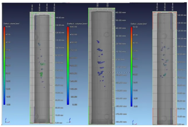 Figure 2: Reconstructed X-ray computer tomography (CT) for classification of shrinkage pores