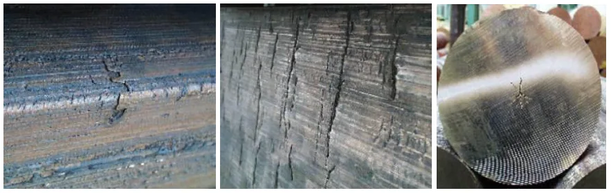 Figure 1.5: Typical cracks in the continuous casting of Copper alloys