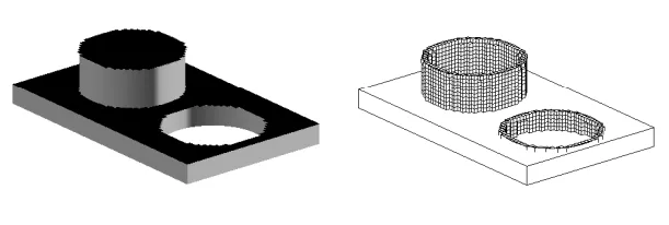 Figure 24. The identified parting surface and recognized features for the example.