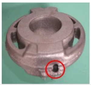 "Cold shut" defect on die cast part