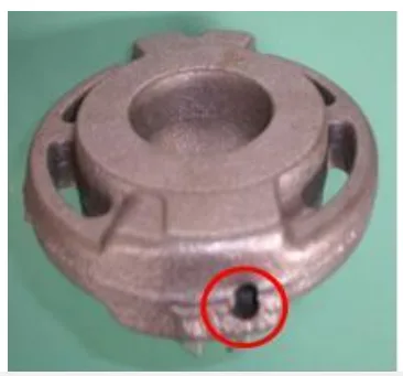 "Cold shut" defect on die cast part