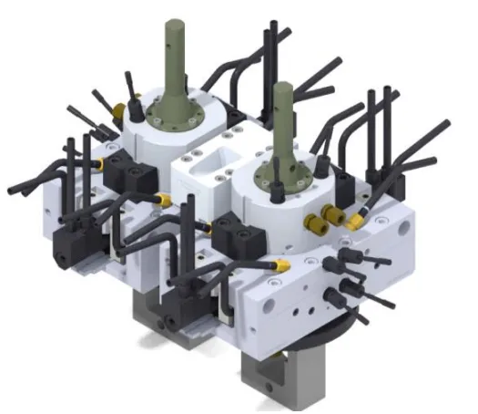 Fig. 6. Model of a modern double permanent mould for piston casting (Gasoline) [7]