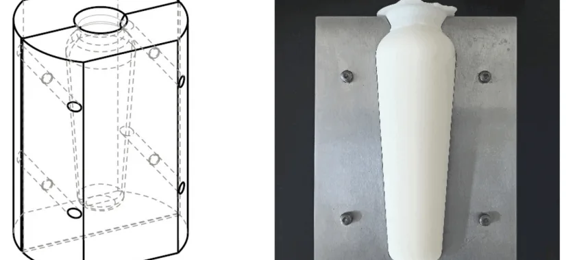 Fig. 2. a) metal mold; b) stearin casting