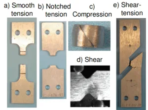 Fig. 2: Different specimens after tests