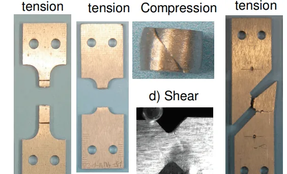 Fig. 2: Different specimens after tests