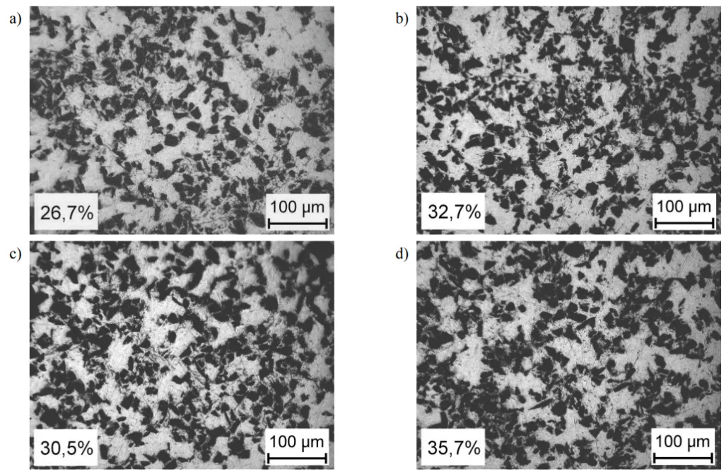Fig. 7. Structure of composite casting in various locations