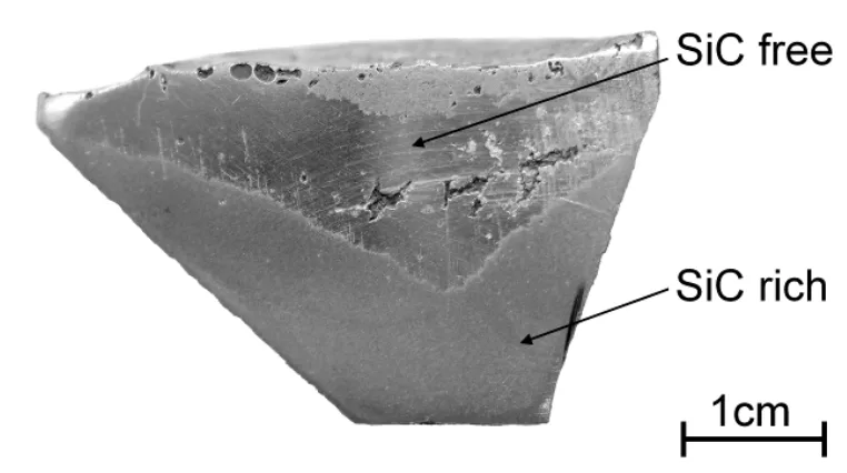 Fig. 9. Macrostructure of cross-section of pouring cup casting