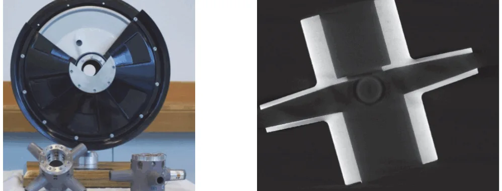 Figure 2: Exposition of wheel hub in Light Metal Technology (LMT) conference, Gmunden, 2012 and CT scan of the magnesium wheel hub