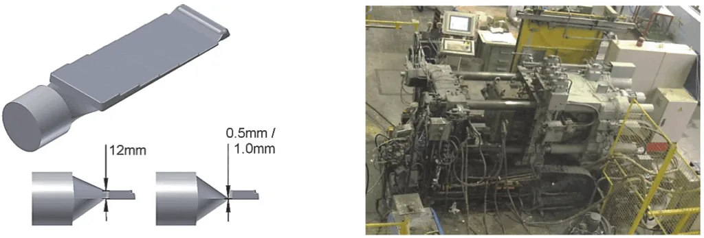 Figure 3: Details of new nozzle designs for step plates and UBE HVSC 350 Squeeze Casting machine at LKR