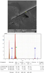 Fig. 4. EDX analysis of large iron particle