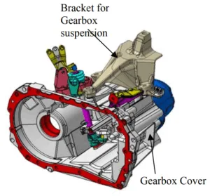 Fig. 1 – Isometric view subassembly gearbox cover and bracket Renault X95