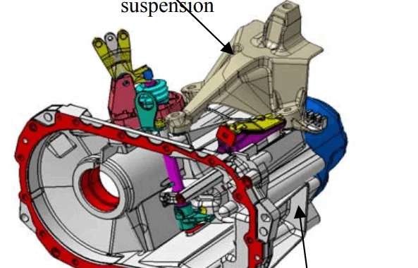 Fig. 1 – Isometric view subassembly gearbox cover and bracket Renault X95