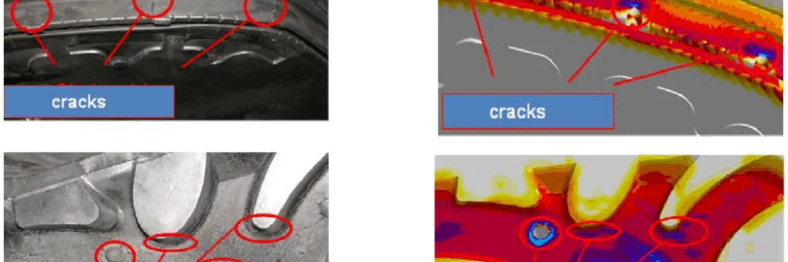 Figure 10: Simulation compared with real casting of cracks