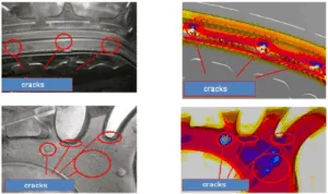 Figure 10: Simulation compared with real casting of cracks