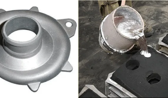 Figure 1.0: Aluminum cast centrifugal pump casing. Figure 1.1: Aluminum casting process.