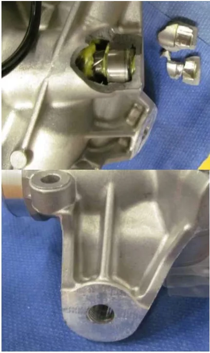 Fig.8: Pictures of the sample 2 without salt spray test after the static breakage test