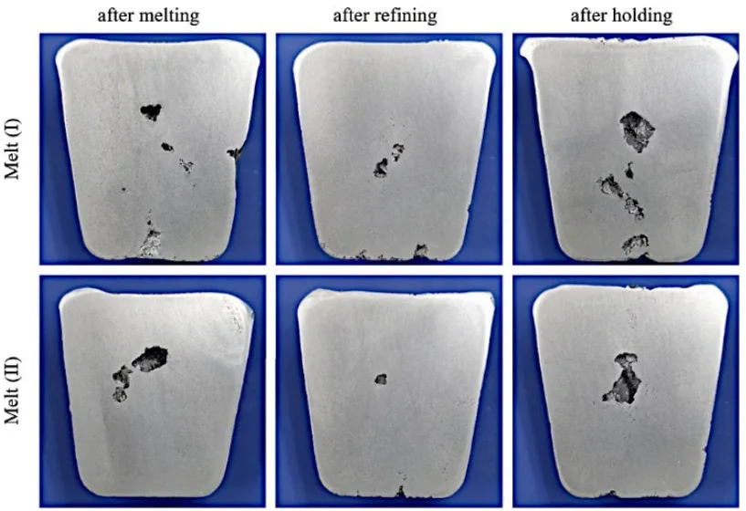Fig. 16. Macrostructure of samples prepared in 80 mbar vacuum