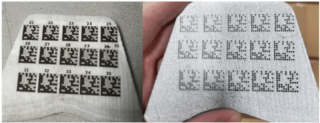 Figure 14: DMCs with cell sizes ranging from 0.85 mm to 0.95 mm before and after the shotblast procedure.