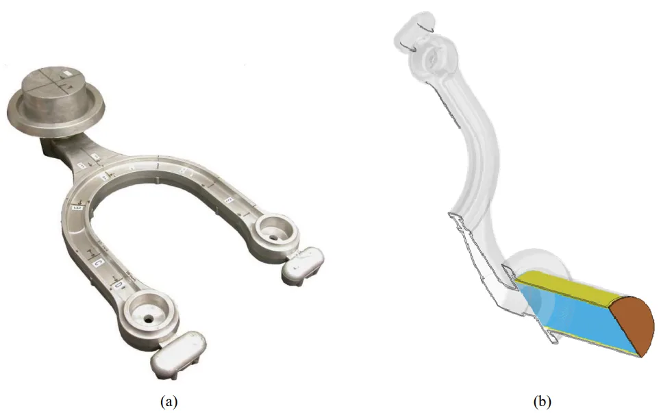 Figure 2: Suspension arm and associated SPH model