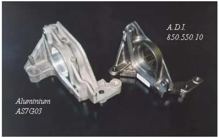 Figure 7: The ADI bracket (right) replaced the aluminum bracket (left) to solve a specific NVH problem.