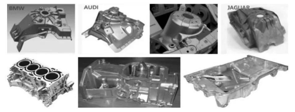 Fig. 1 Aluminum alloy engine cylinder block and upper/lower oil sump