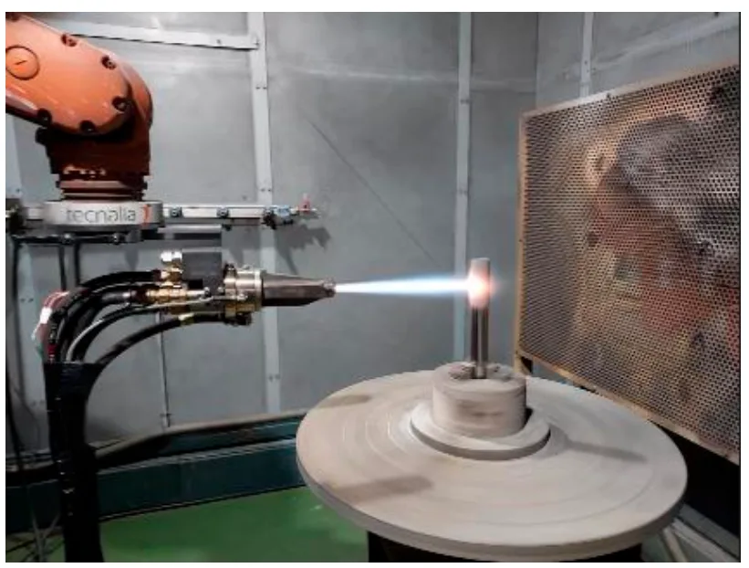 Figure 2. Plasma projecting with the robot