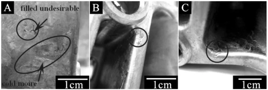 4 Defects on surface of die casting of single runner system