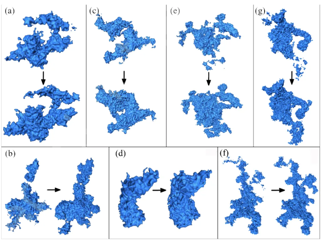 Fig. 5: The morphologies of pores locating in the center of tensile bars before and after heat treatment