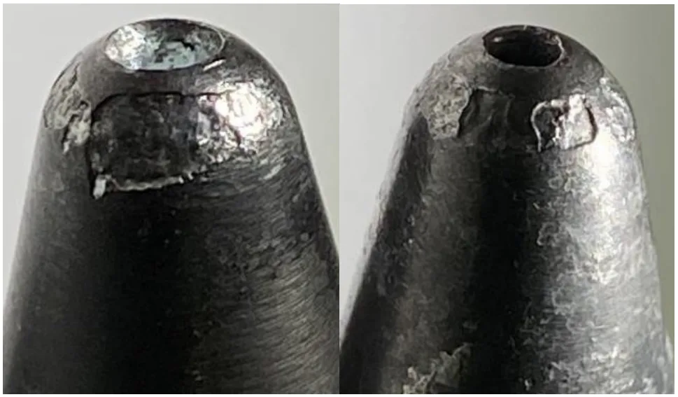 Figure 19. Failure mode of the ZIN injection contact zone by pitting.