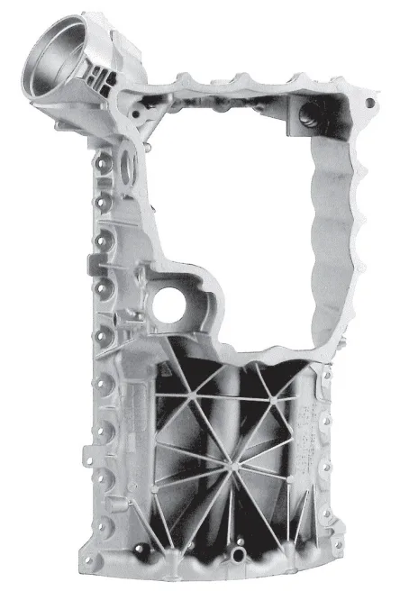 6.6 Bed plate with integrated filter for a SUV. Weight: 5.8 kg. Dimensions: ca. 650 ¥ 400 ¥ 155 mm. Temper: T5.