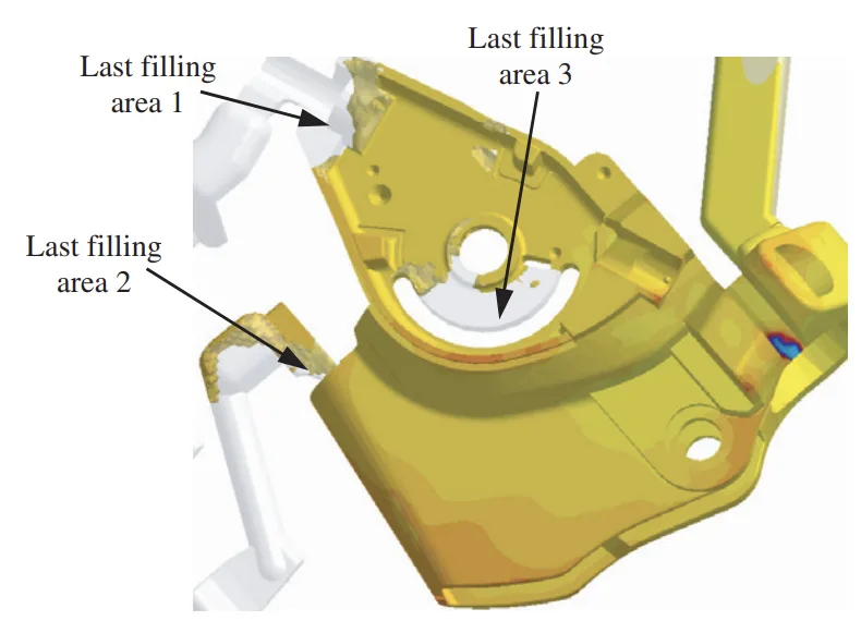 Figure 7. The melt-front advancement position in filling process.